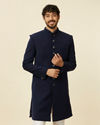 Dark Blue Paisley Patterned Indo Western Set